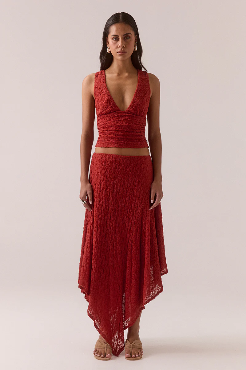 AAILA LACE SKIRT - BLOOD ORANGE