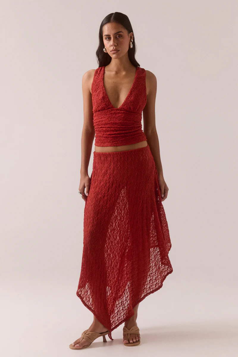 AAILA LACE SKIRT - BLOOD ORANGE - Image 2