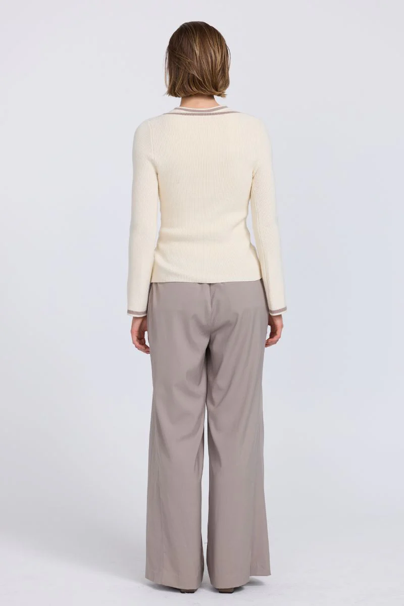 AIMEE COMBO CONTRAST CARDI - CREAM - Image 4