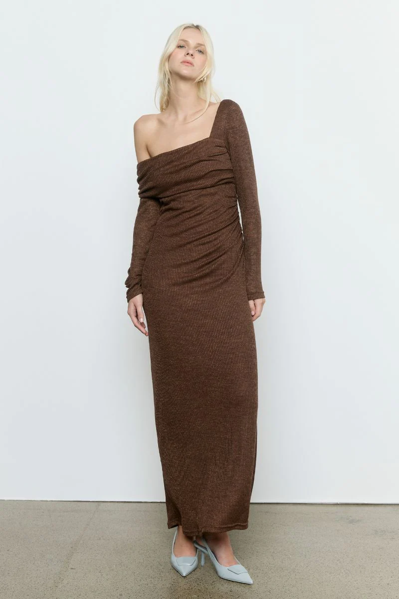 ALIGN ONE SHOULDER DRESS - ESPRESSO - Image 3