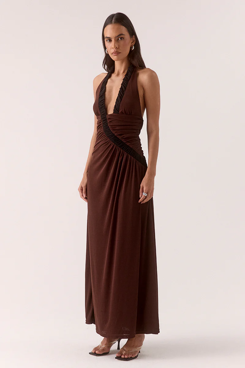 ALORA MAXI DRESS - GANACHE / BLACK - Image 3