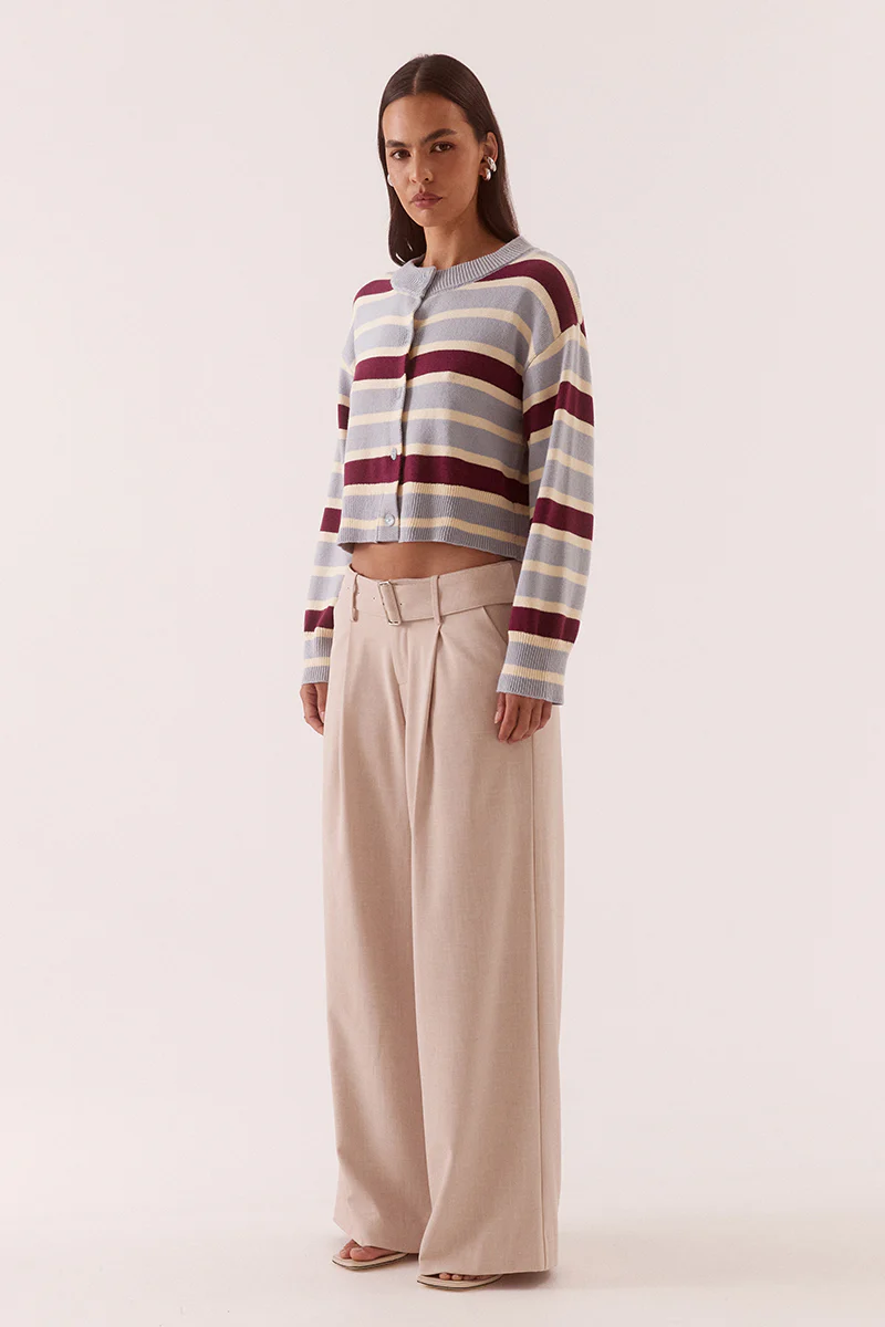 ARLO STRIPE CARDIGAN - BLUE/PLUM - Image 3