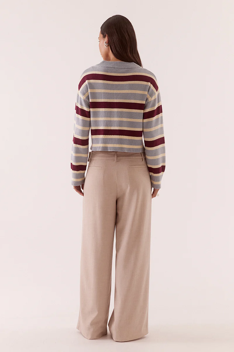 ARLO STRIPE CARDIGAN - BLUE/PLUM - Image 4