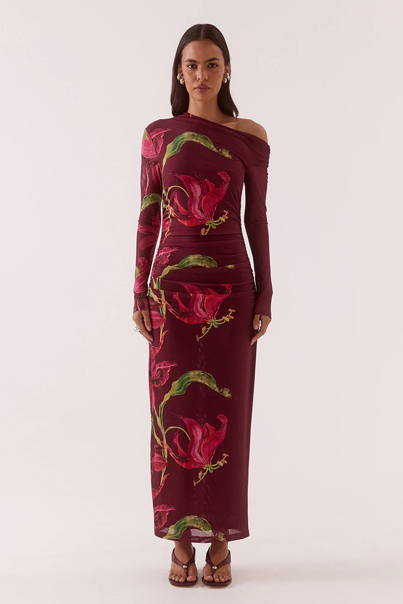 AZALEA LONGSLEEVE DRESS - VINO
