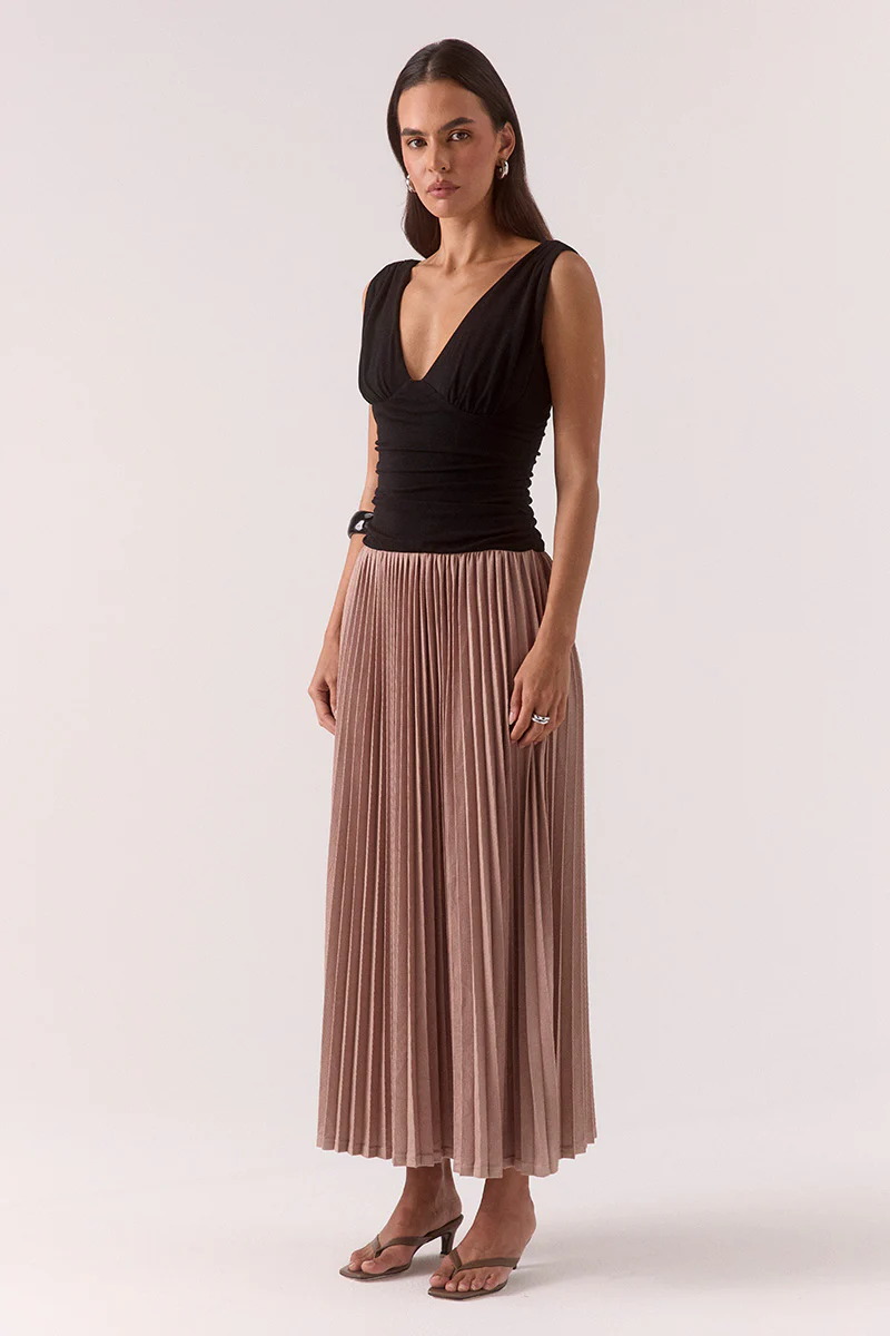 DIONE DRESS - BLACK / MOCHA - Image 3