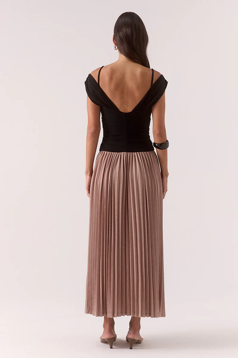 DIONE DRESS - BLACK / MOCHA - Image 4