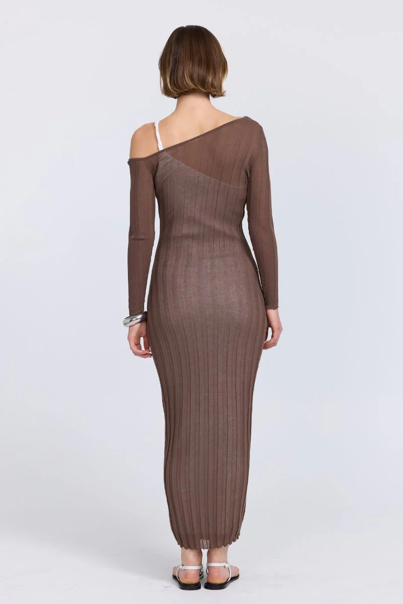 DUALITY LAYERED DRESS - TRUFFLE/OFF WHITE - Image 4