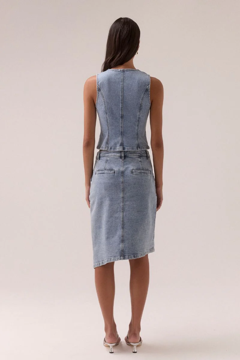 ETCH DENIM SKIRT - HERITAGE BLUE - Image 4