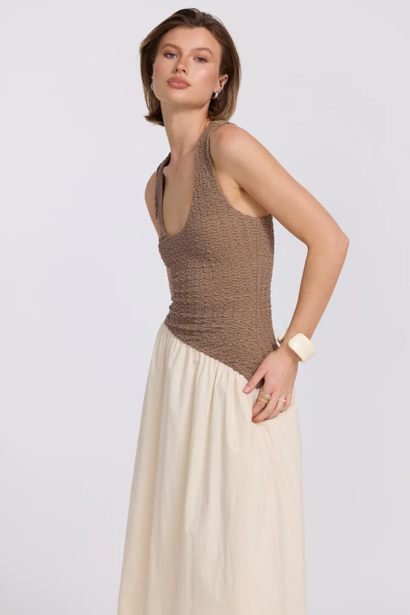 HAVEN DRESS - TAUPE/CREAM - Image 2