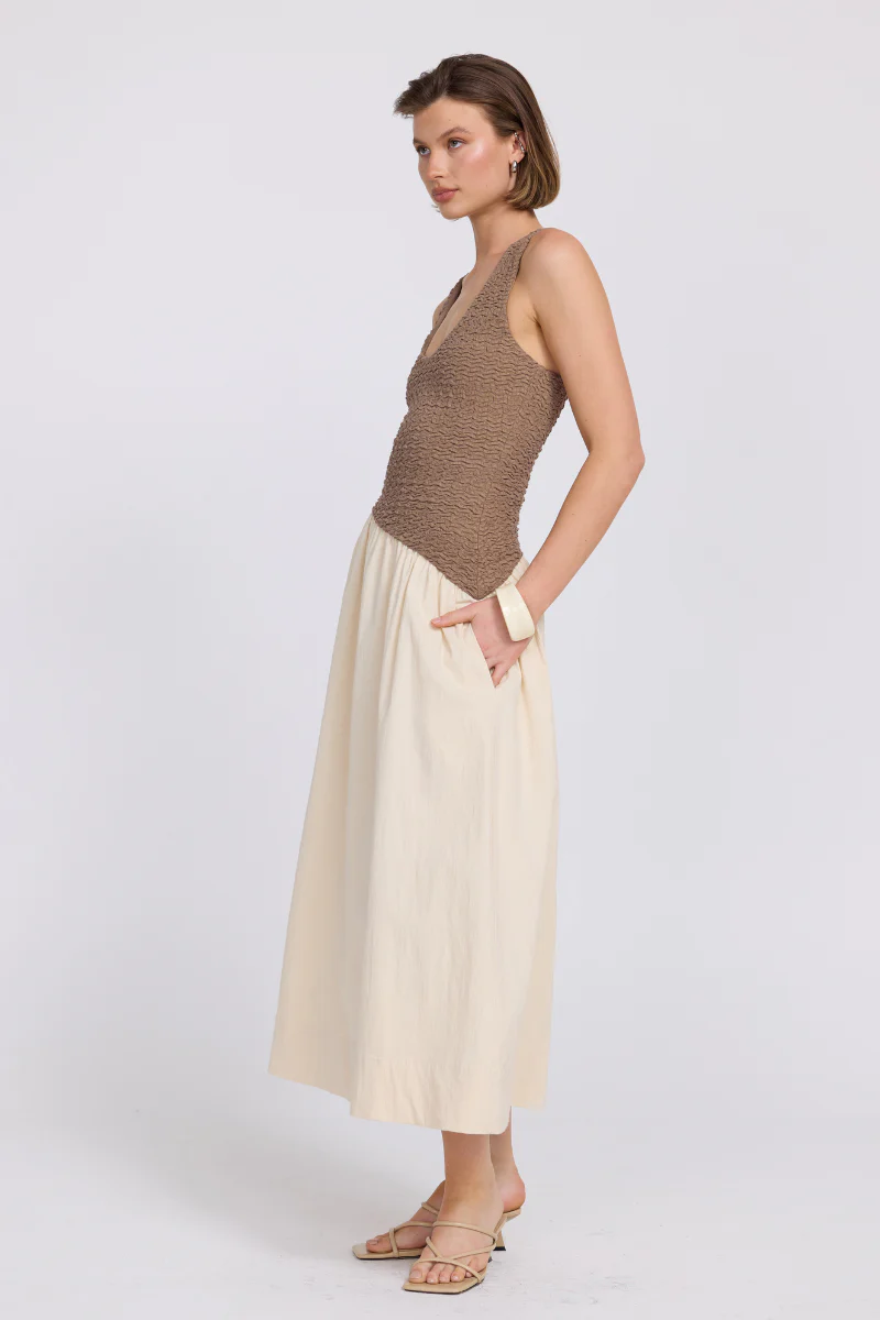 HAVEN DRESS - TAUPE/CREAM - Image 3