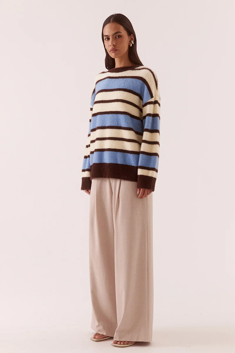 HOLLAND STRIPE CREW KNIT - BLUE/YELLOW - Image 3