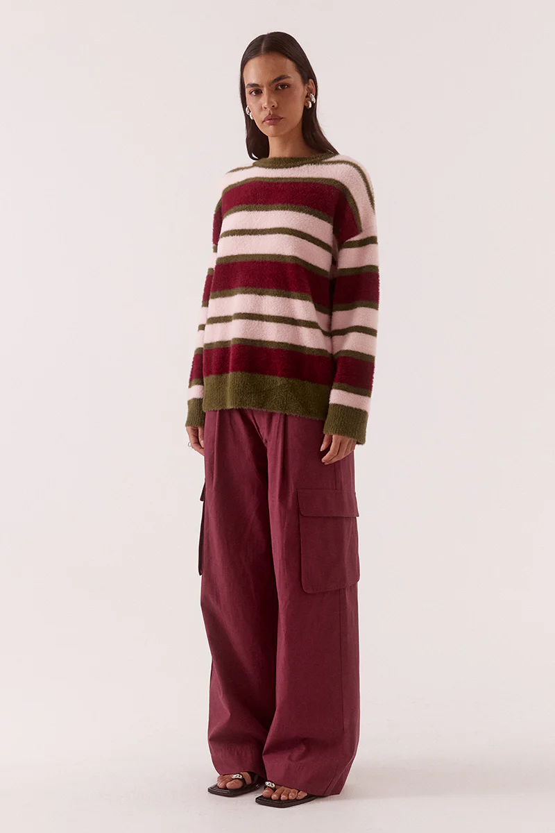 HOLLAND STRIPE CREW KNIT - PINK/PLUM - Image 3