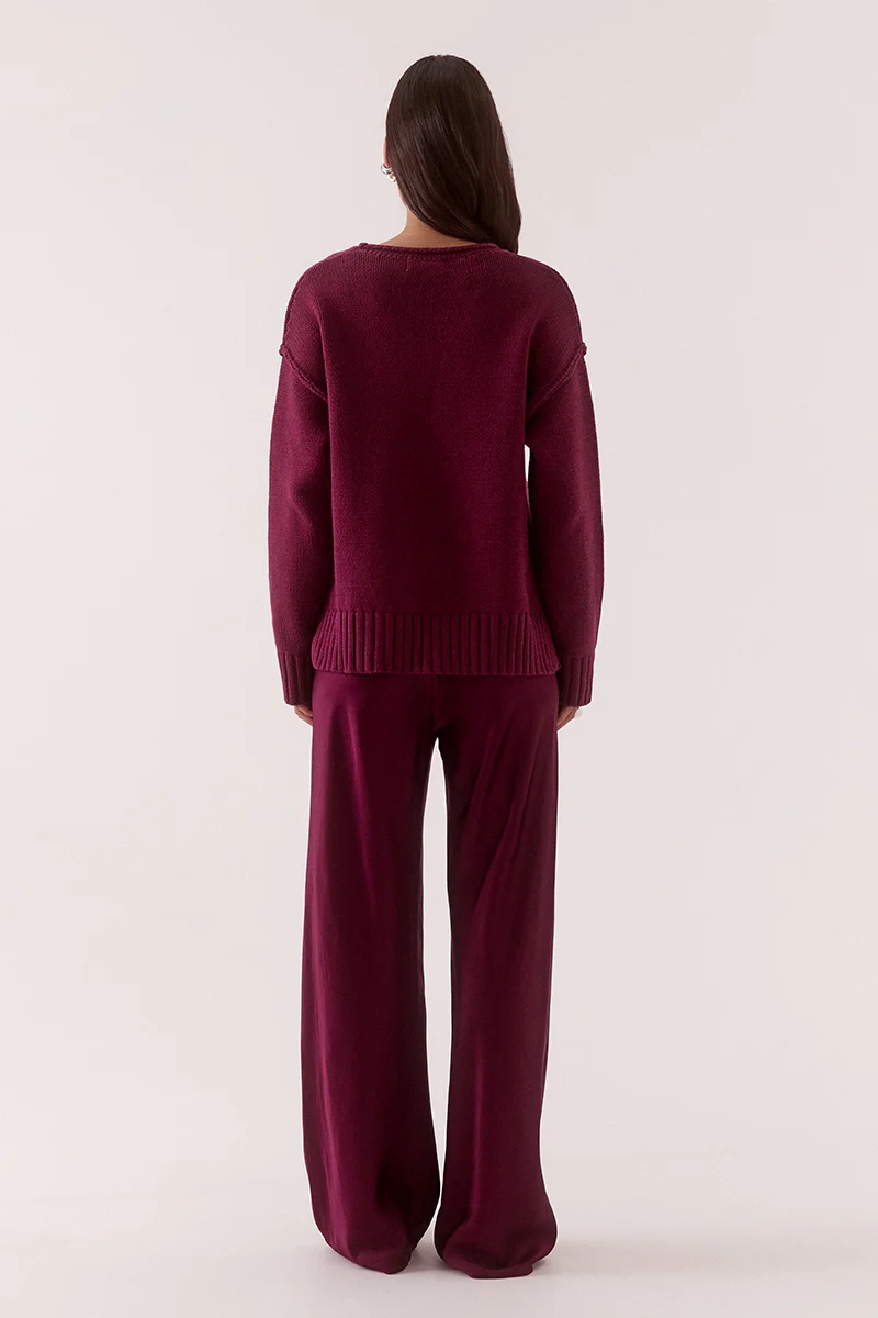LANE PLUNGE SWEATER - BLACKBERRY - Image 4