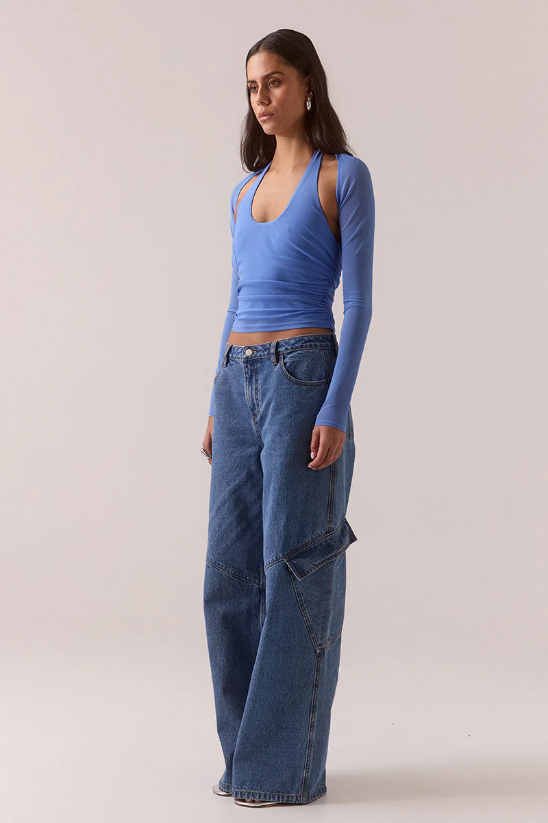 MYRIAD BOLERO HALTER TOP - CORNFLOWER - Image 3