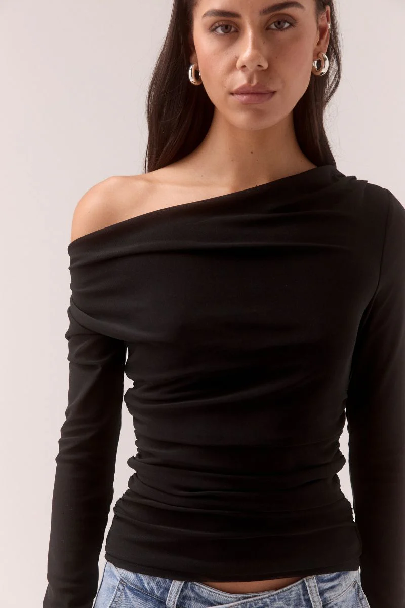 MYRIAD COWL LONG SLEEVE - BLACK - Image 2