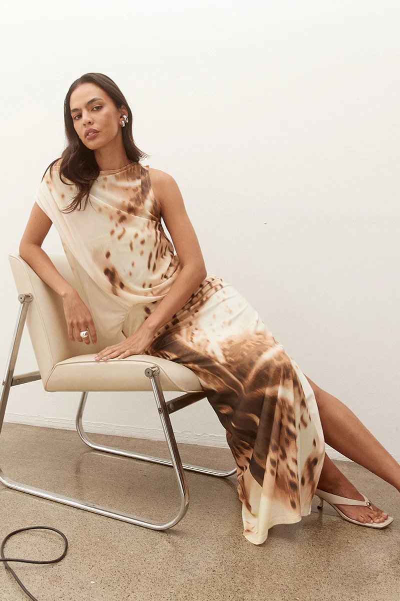 ODETTE DRAPE DRESS - LEMON ORCHID - Image 2