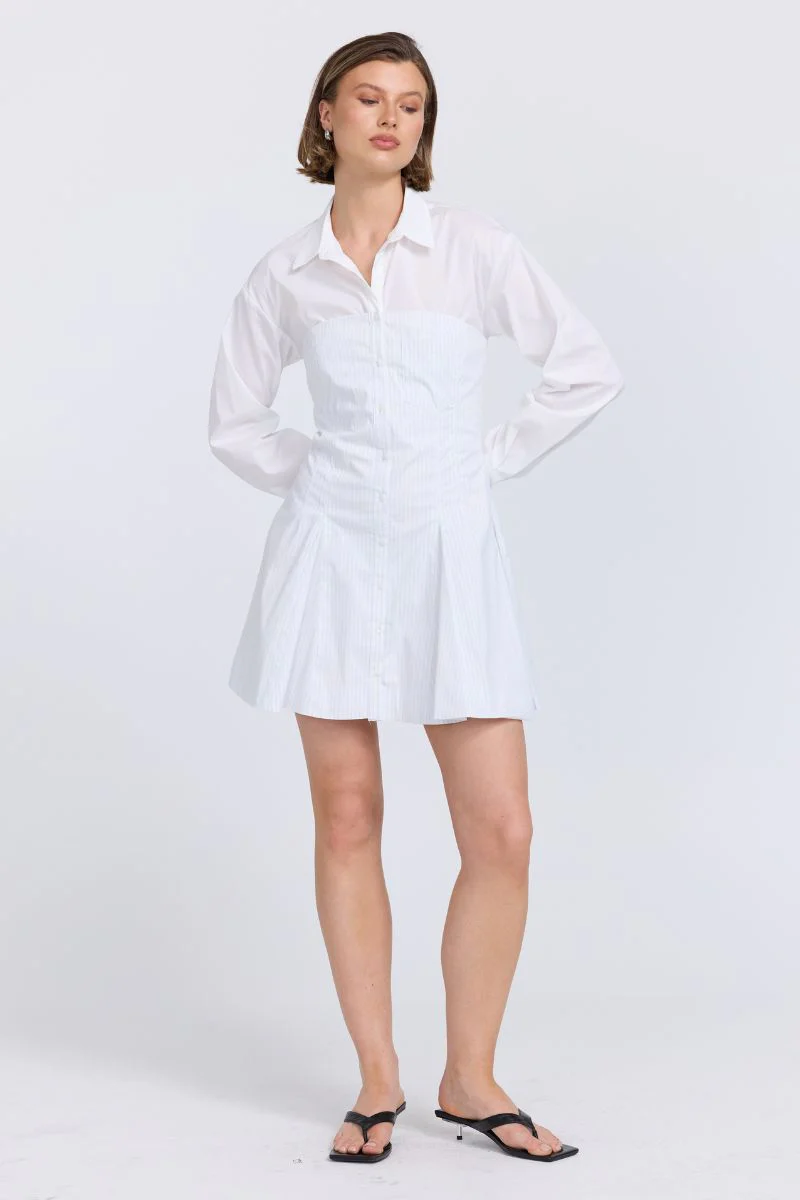 PERPETUAL SHIRT DRESS - WHITE - Image 3