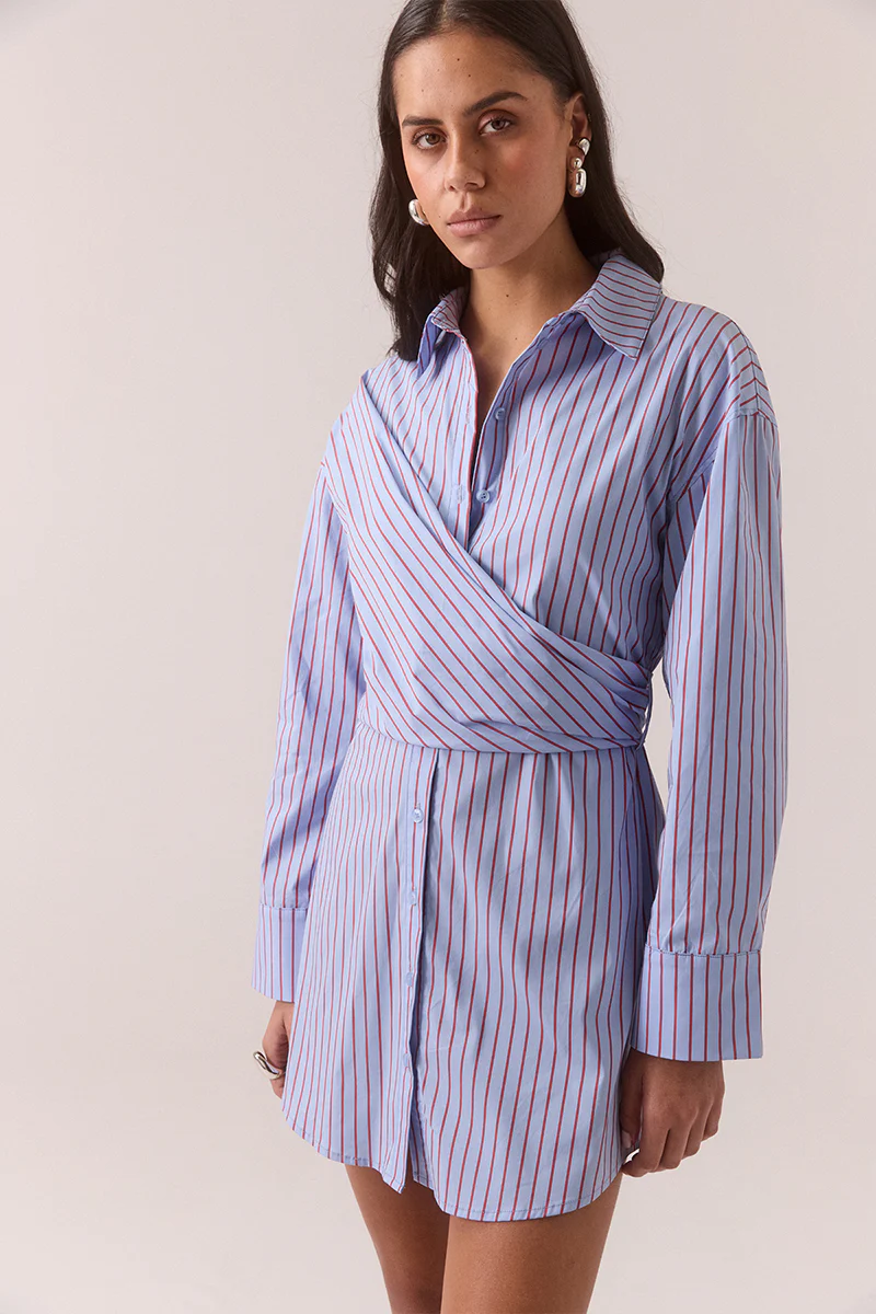 TAVEN SHIRT DRESS - CORNFLOWER STRIPE - Image 2