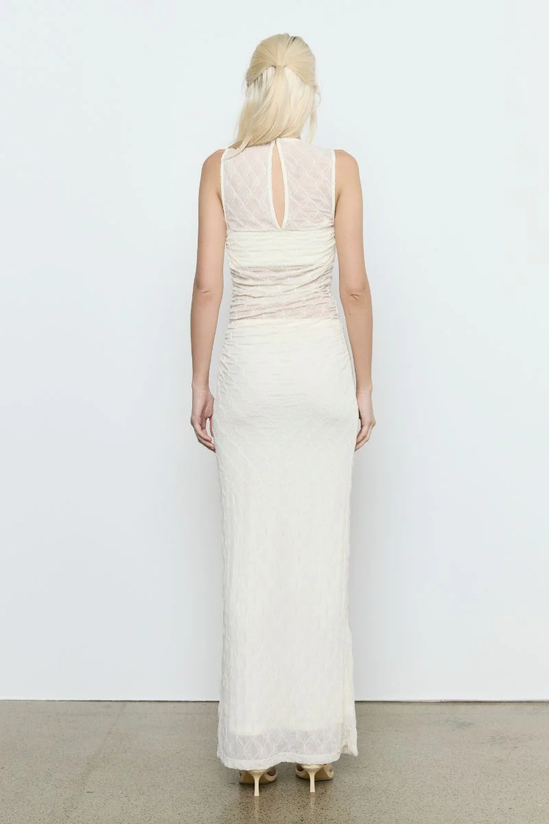 VENUS COWL MESH DRESS - CREAM - Image 4