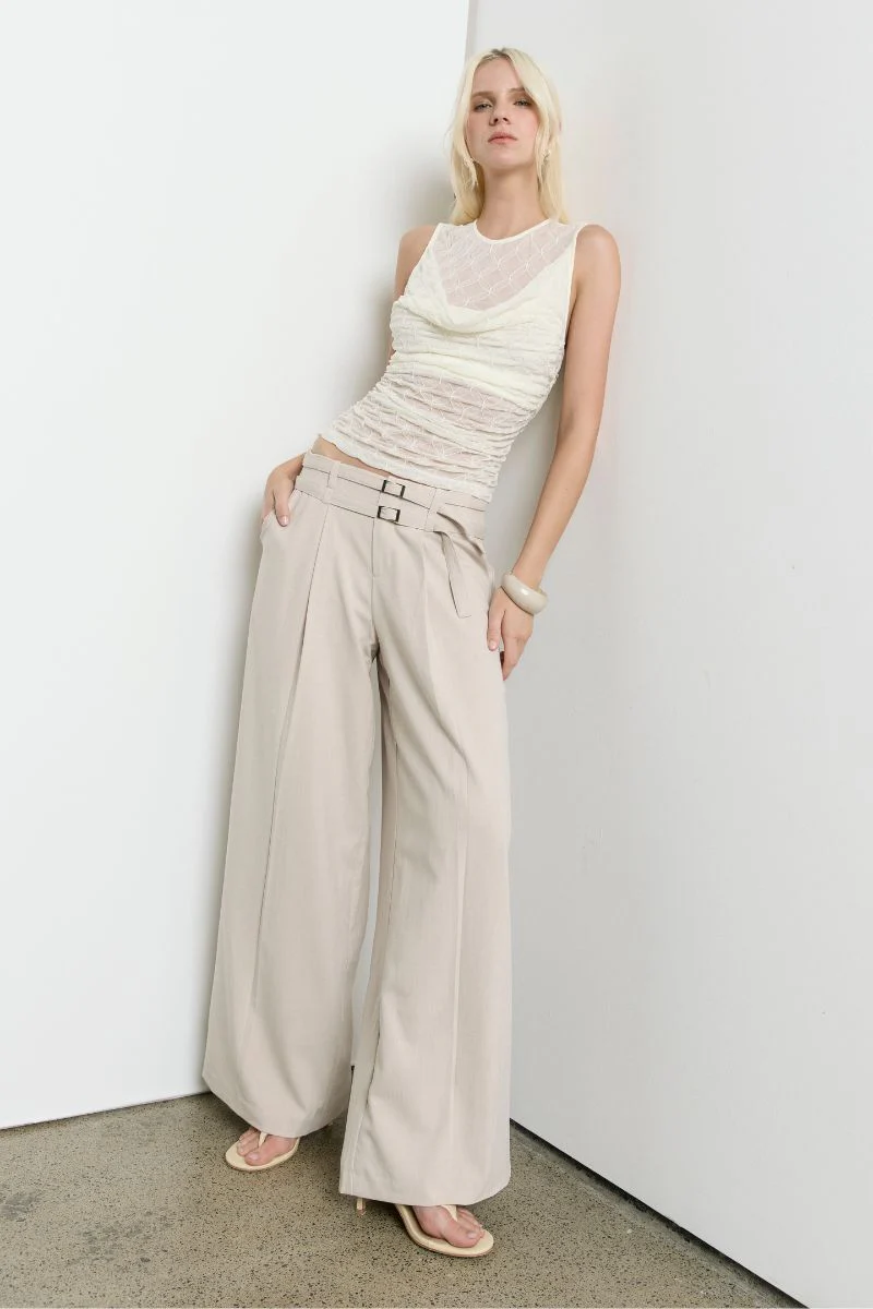 VENUS COWL MESH TOP - CREAM - Image 2
