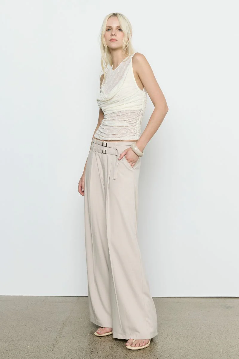 VENUS COWL MESH TOP - CREAM - Image 3