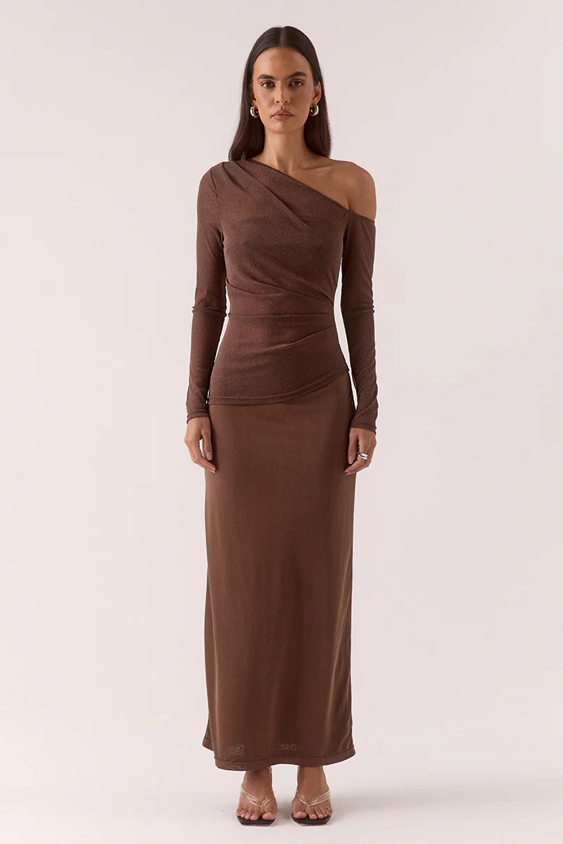 ZEYA LONG SLEEVE DRESS - MOCHA