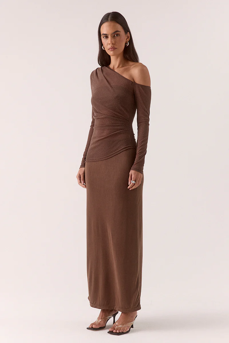 ZEYA LONG SLEEVE DRESS - MOCHA - Image 3